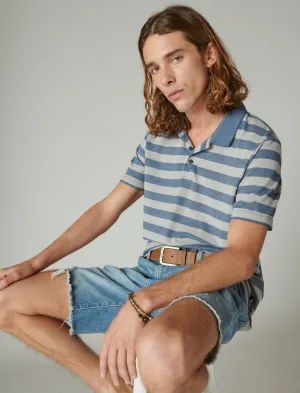 Lucky Brand Venice Burnout Streifen Piqué Kurzarm Polo Mehrfarbig Lucky Brand