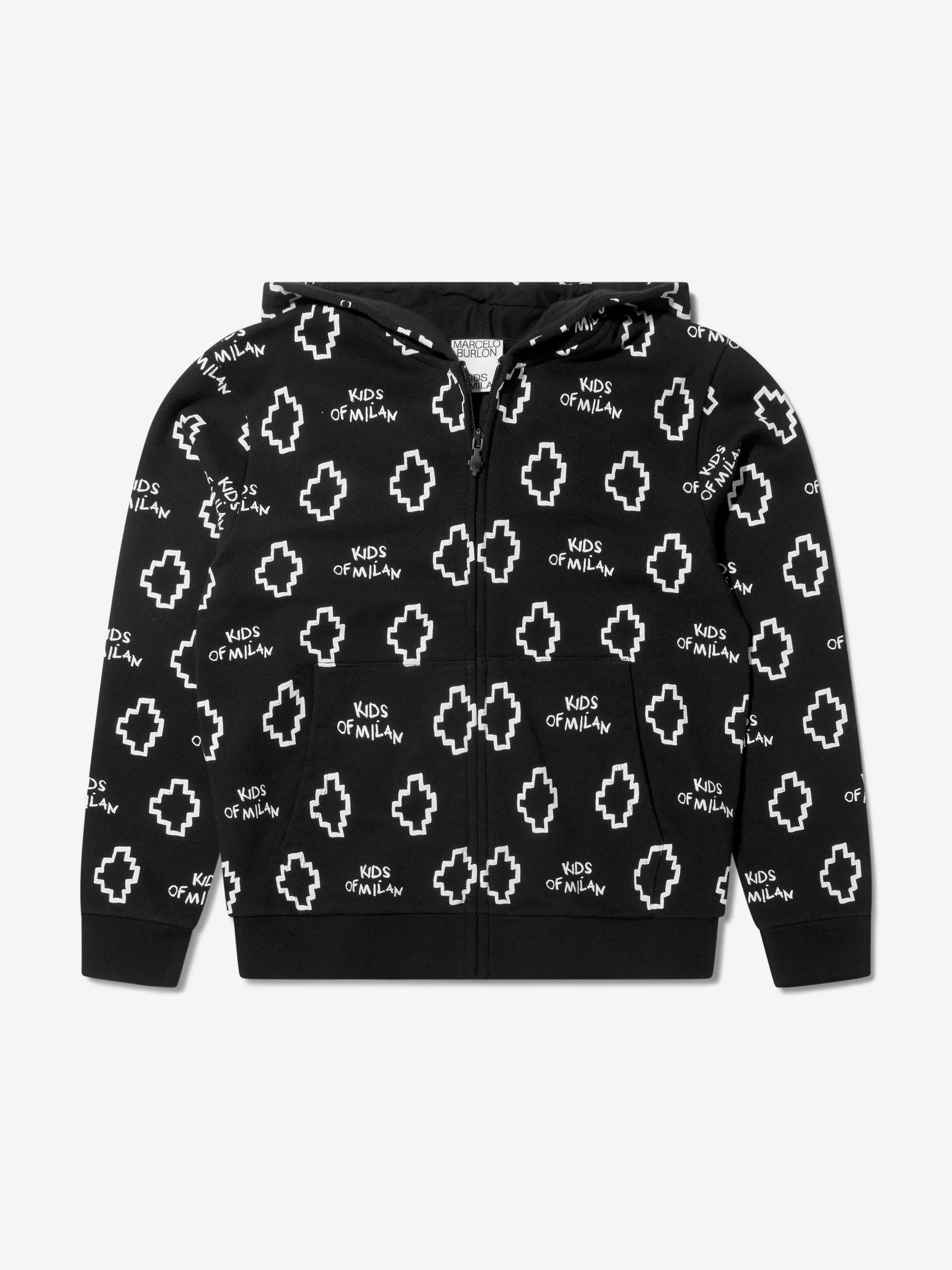 Marcelo Burlon Jungen Baumwoll-Logo Print Reißverschluss Oberteil