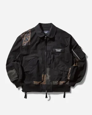 Herren Patchwork Bomberjacke Schwarz