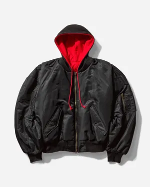 Herren Reversible Kapuzen-MA-1-Jacke Schwarz / Rot