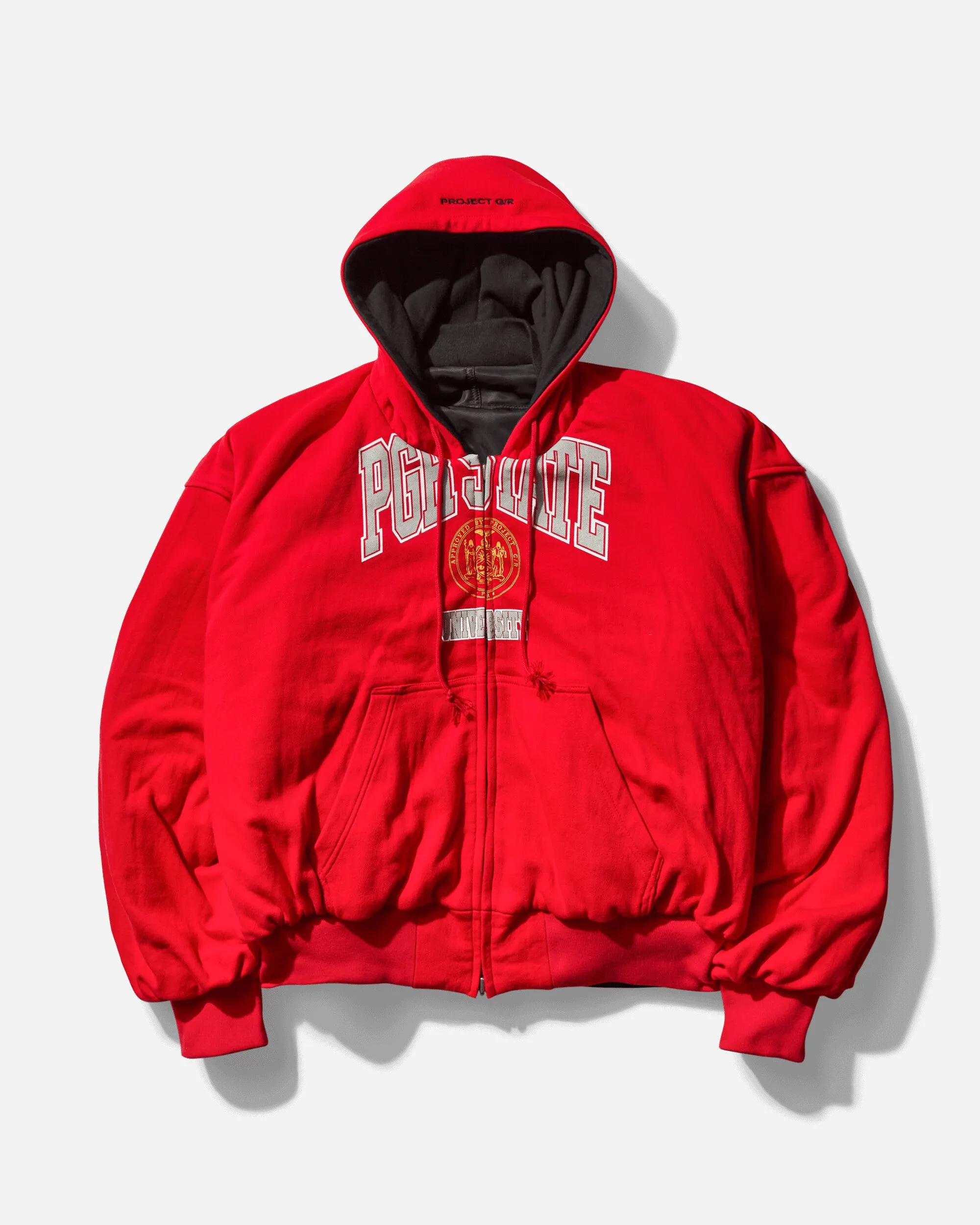 Herren Reversible Kapuzen-MA-1-Jacke Schwarz / Rot
