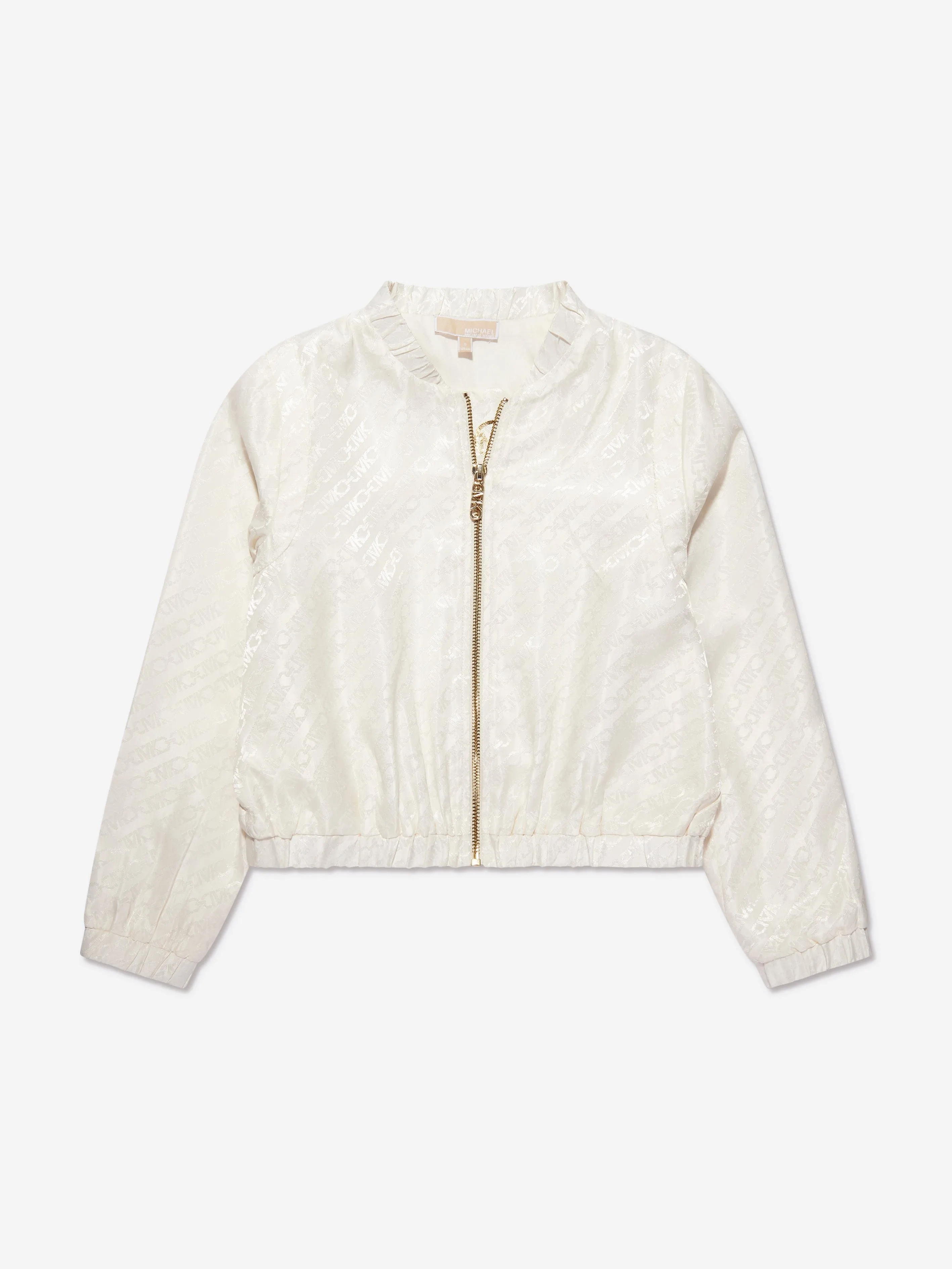Michael Kors Mädchen Jacquard Satin Logo Jacke in Elfenbein