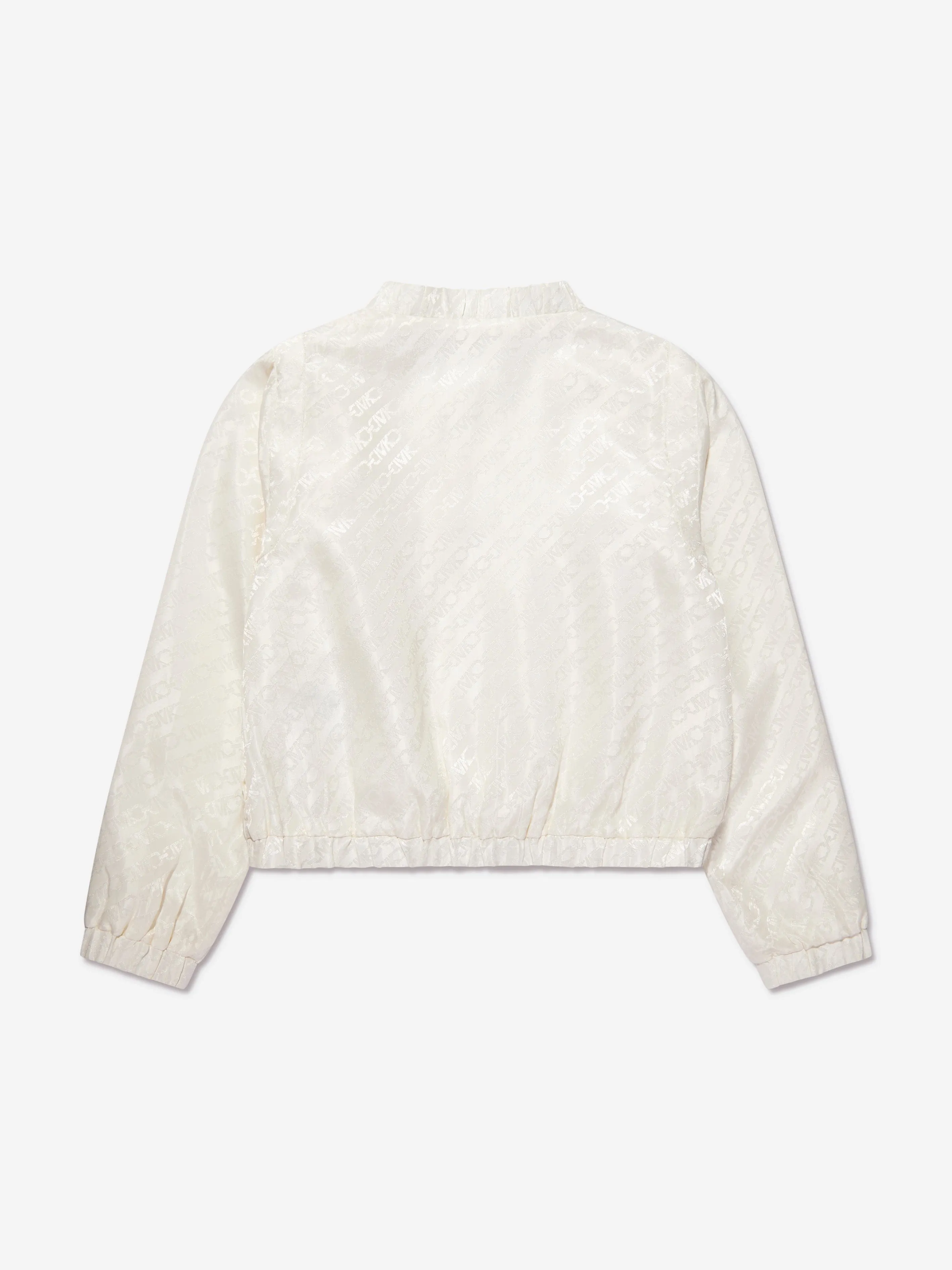 Michael Kors Mädchen Jacquard Satin Logo Jacke in Elfenbein
