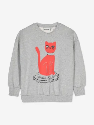 Mini Rodini Kinder Katzen Sweatshirt in Grau