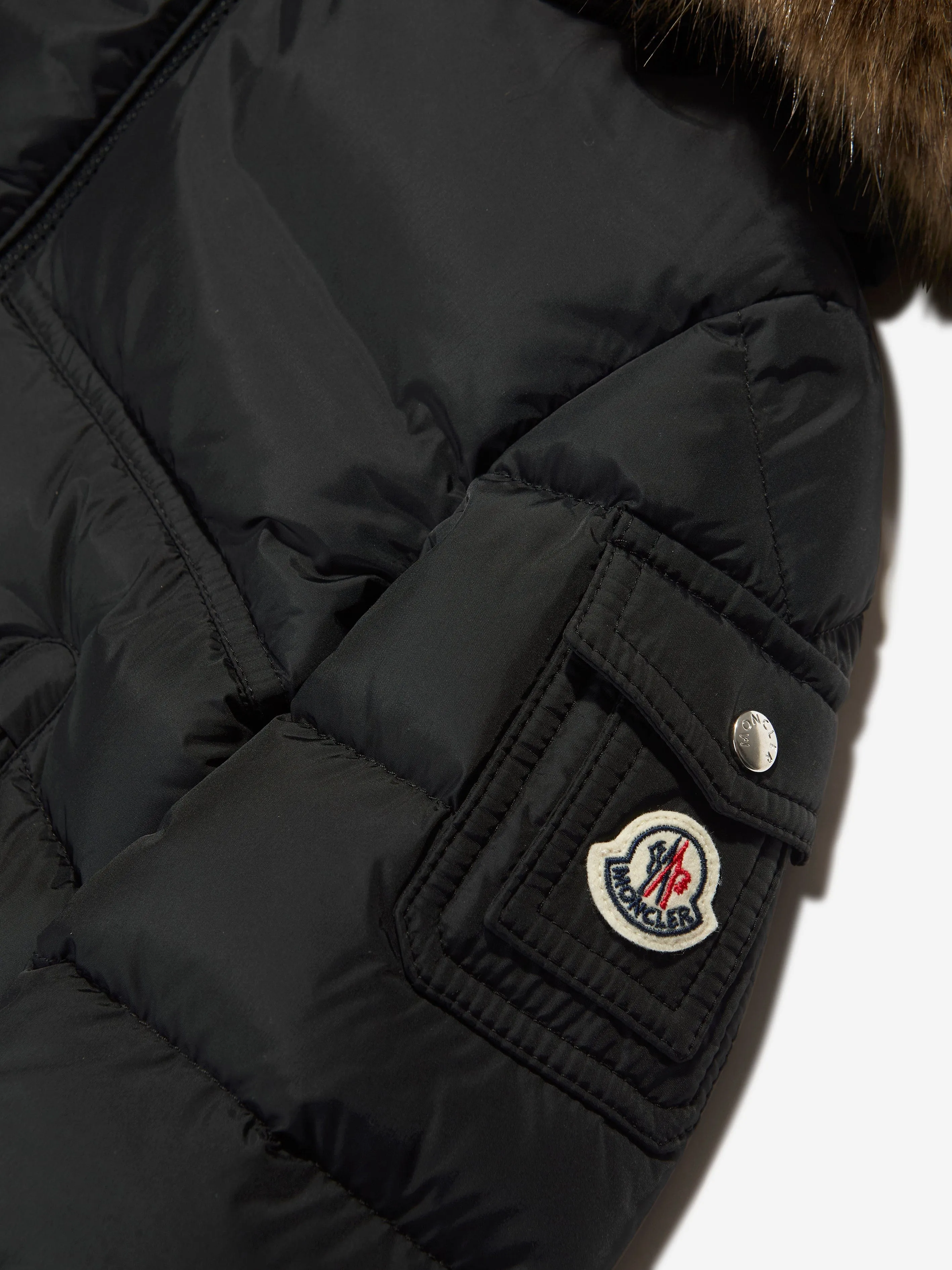 Moncler Enfant Jungen Daunengefütterte Neue Byron Jacke in Schwarz