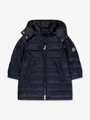 Moncler Enfant Mädchen Daunengefütterte Meillon Lange Parka in Marine