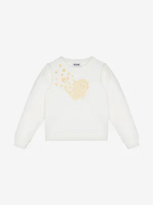 Moschino Girls Heart Logo Sweatshirt in Elfenbein