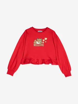 Moschino Mädchen Teddybär Logo Sweatshirt in Rot