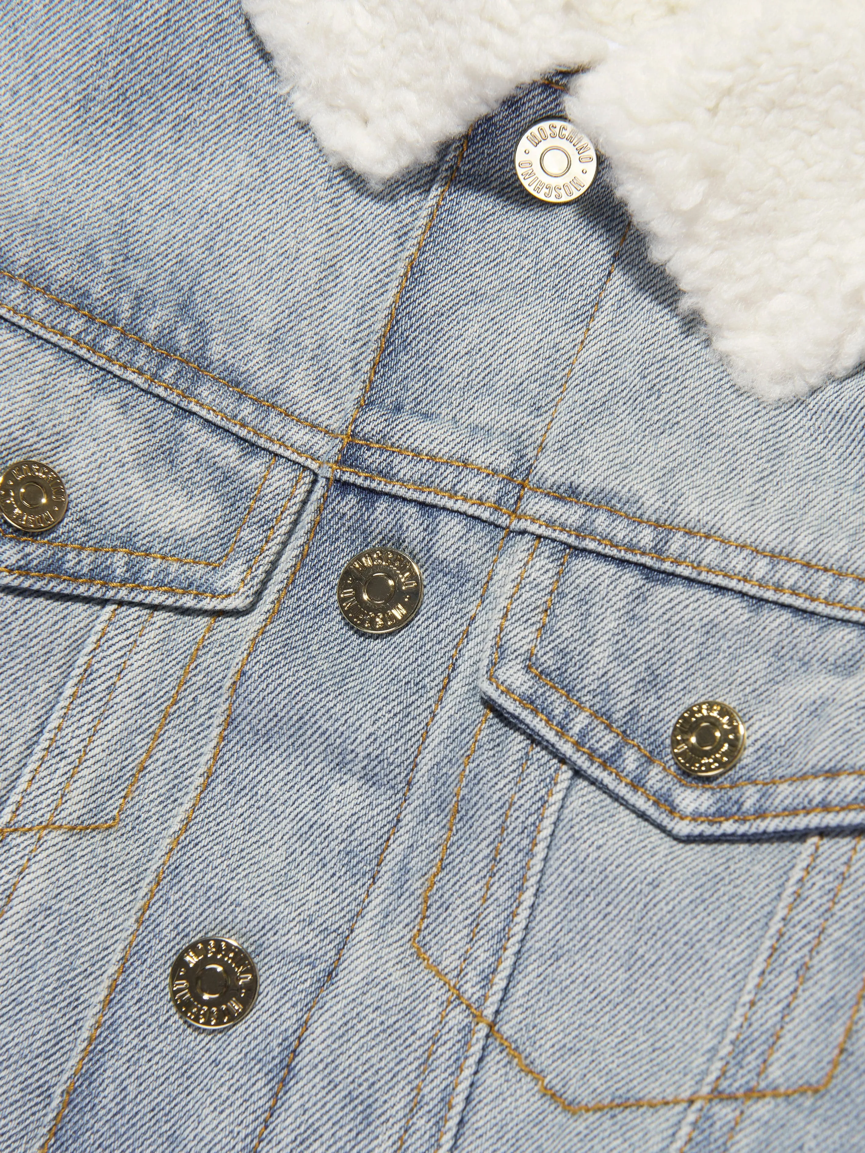 Moschino Kids Logo Denim Jacke in Blau