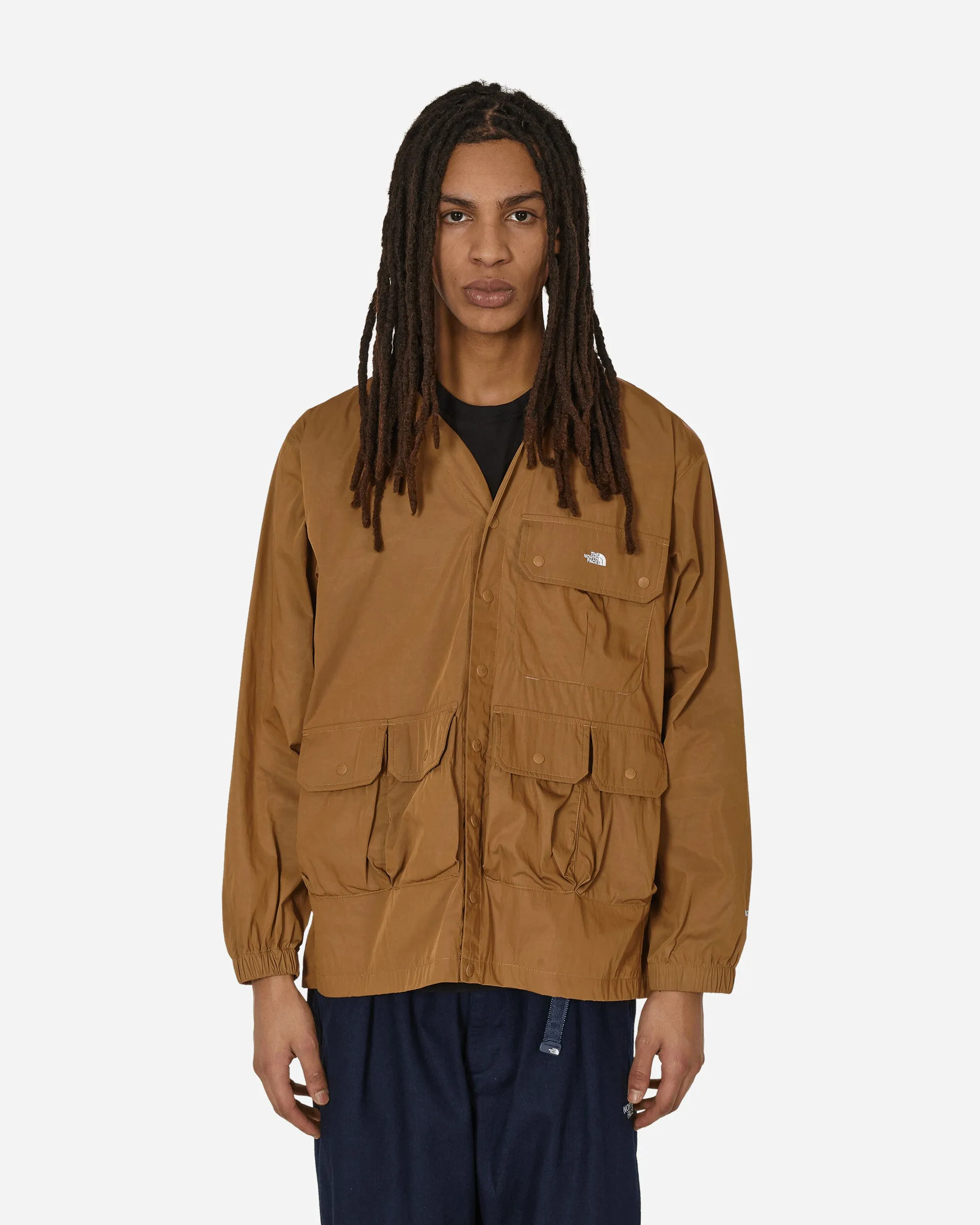 Utility-Brauner Kapuzen-Cardigan mit mehreren Taschen