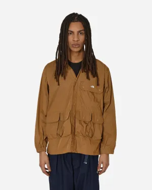 Utility-Brauner Kapuzen-Cardigan mit mehreren Taschen