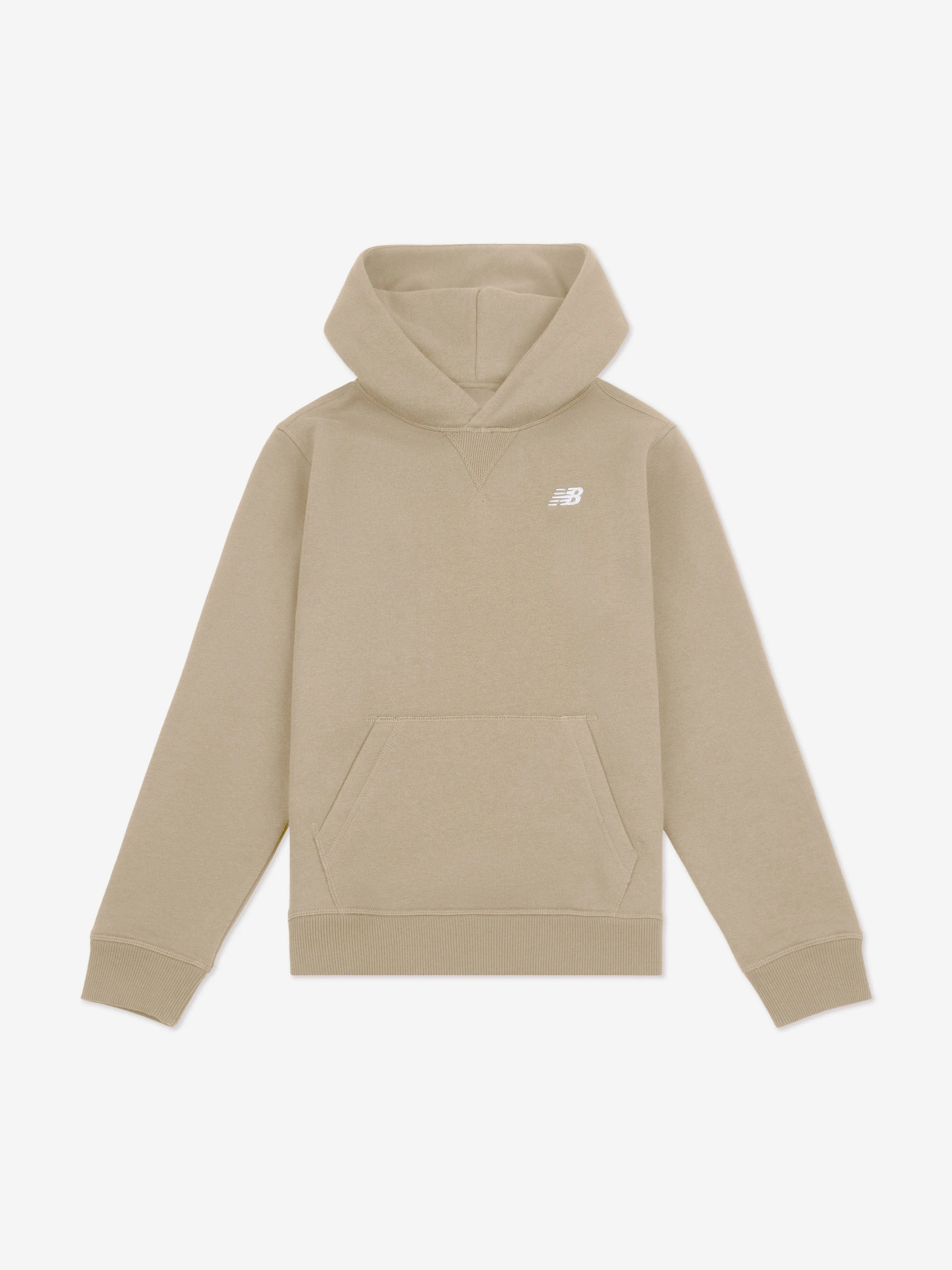 New Balance Jungen Brush Back Kapuzenpullover mit kleinem Logo in Beige