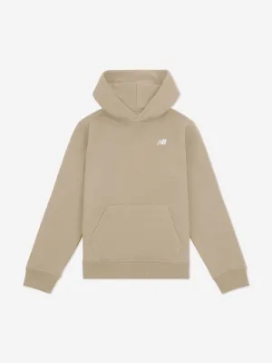 New Balance Jungen Brush Back Kapuzenpullover mit kleinem Logo in Beige
