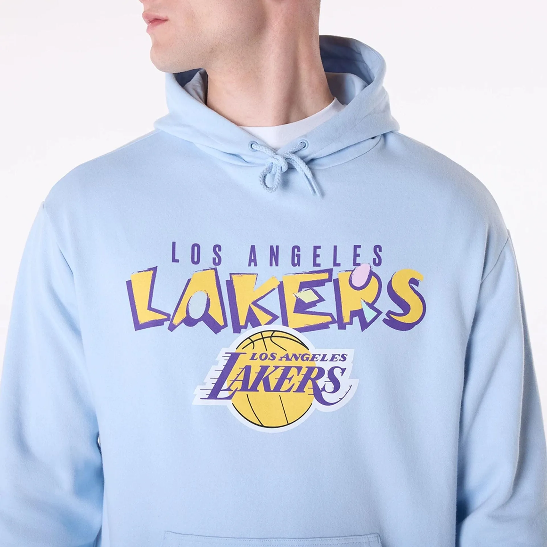 New Era Sweatshirts und Hoodies LA Lakers NBA Grafik Pastellblau Übergroßer Pullover Hoodie