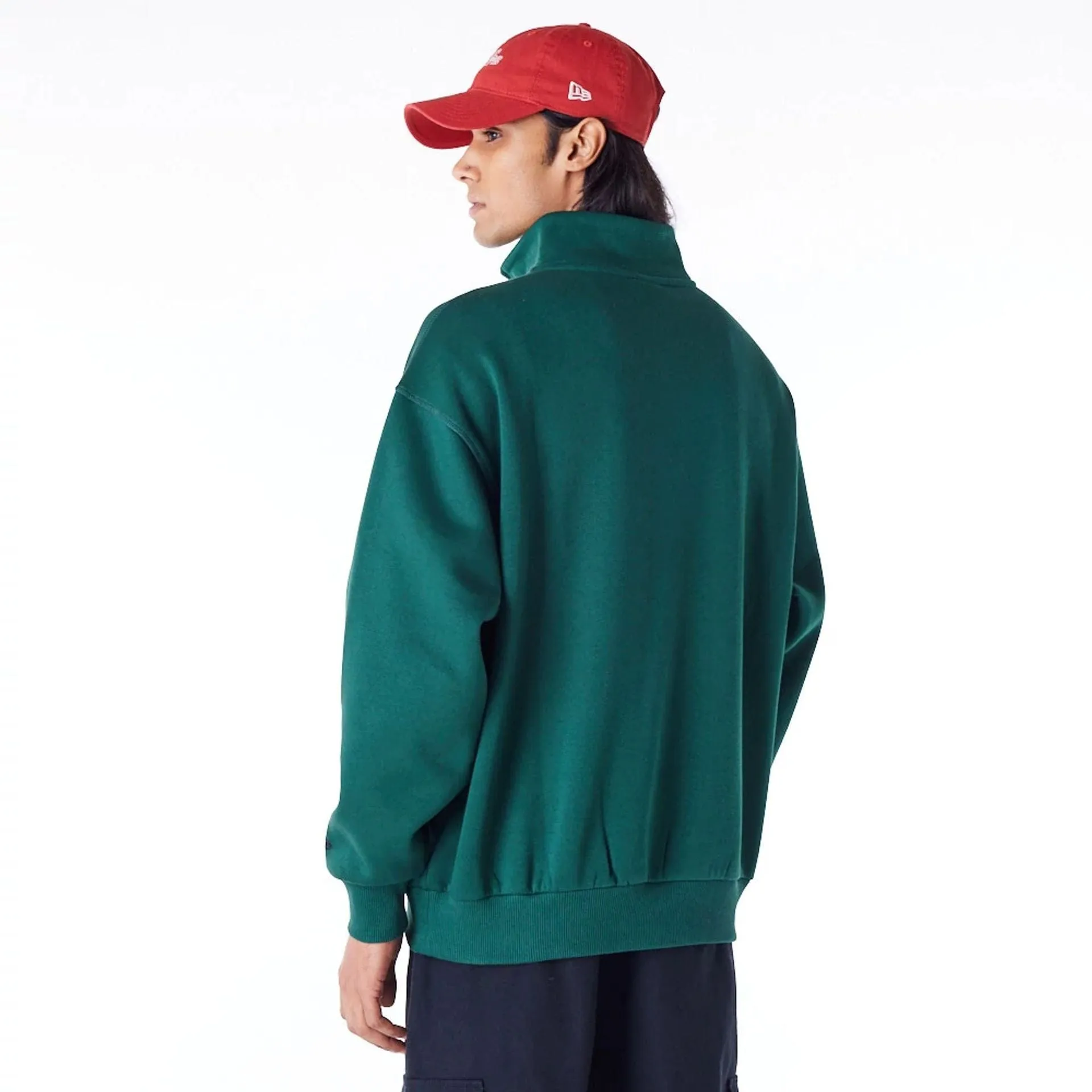 New Era Sweatshirts und Hoodies New Era Lifestyle Dunkelgrüner Viertelreißverschluss-Pullover