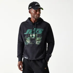 New Era Sweatshirts und Hoodies New York Jets NFL Spiele Premium Bekleidung Schwarzer Übergroßer Pullover Hoodie