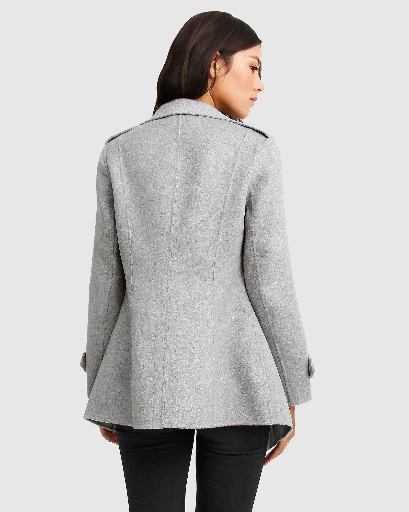 NEW FIT Bad Girl Wollmix-Mantel - Grau Meliert
