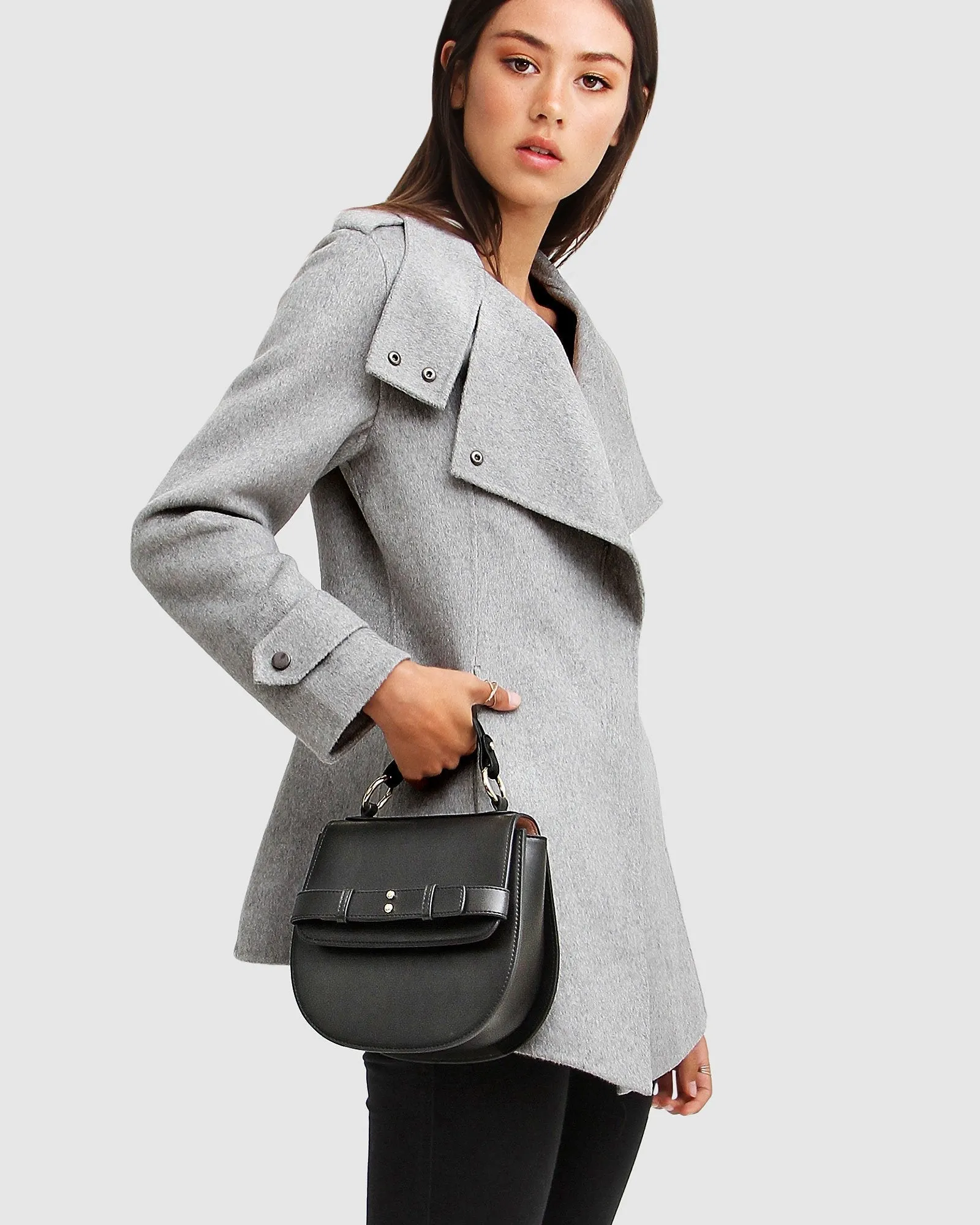 NEW FIT Bad Girl Wollmix-Mantel - Grau Meliert