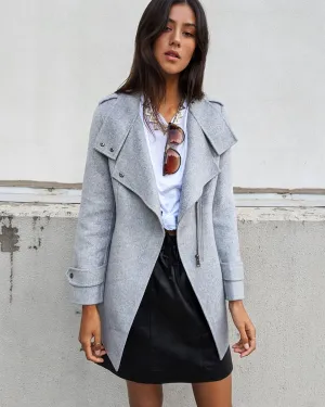 NEW FIT Bad Girl Wollmix-Mantel - Grau Meliert