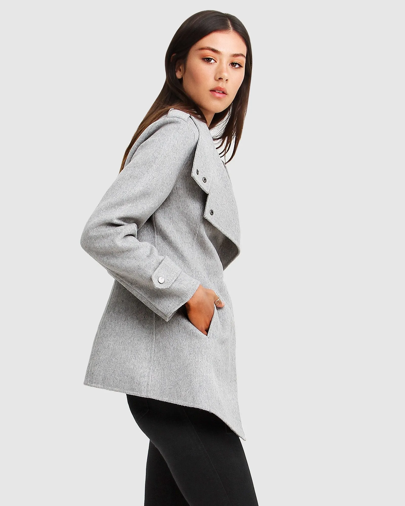 NEW FIT Bad Girl Wollmix-Mantel - Grau Meliert