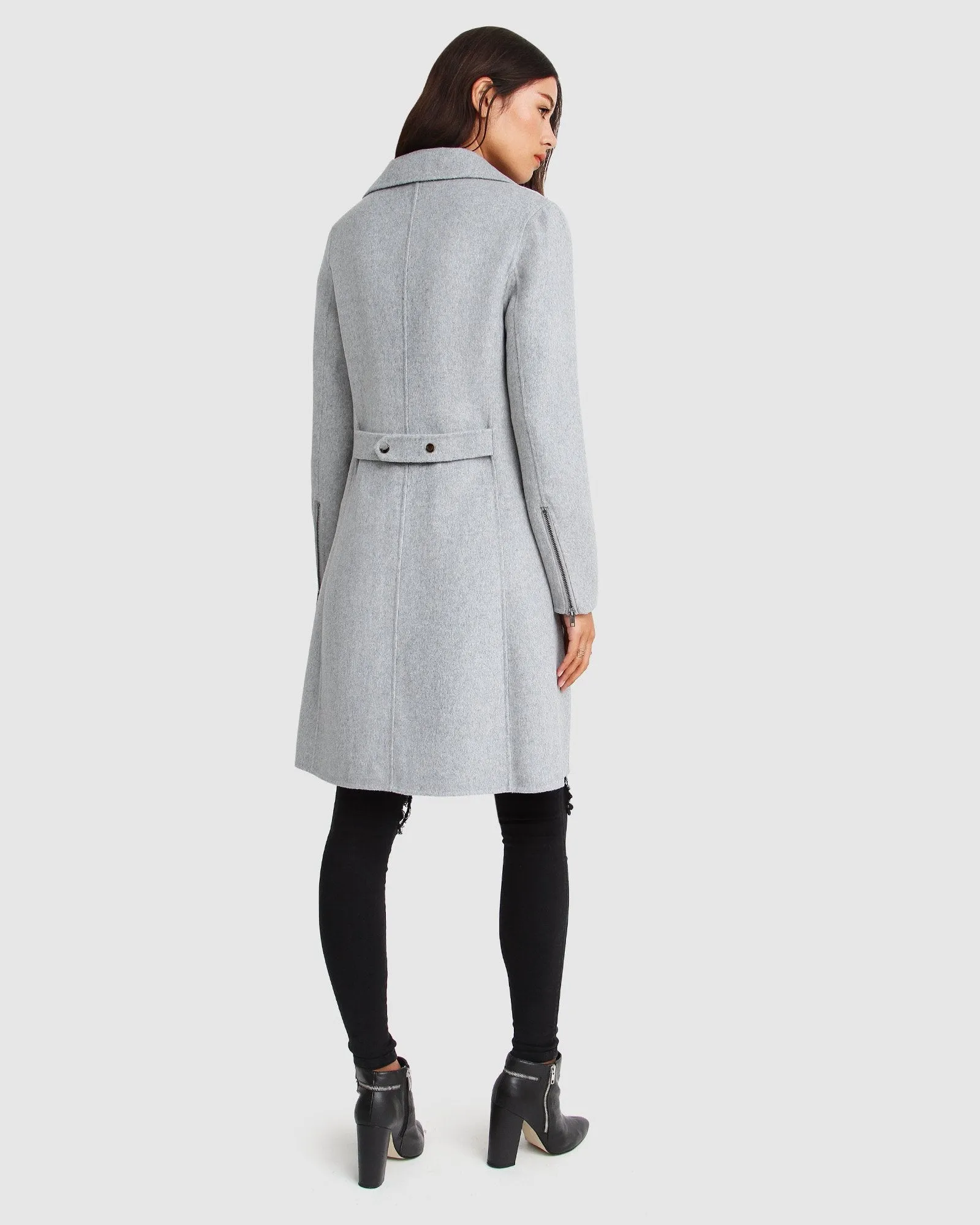 NEW FIT Letzte Chance Woll-Mix Moto-Mantel - Grau Meliert