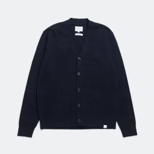 Norse Projects Kleidung Standard Merino Lambswool Cardigan - Dunkelblau