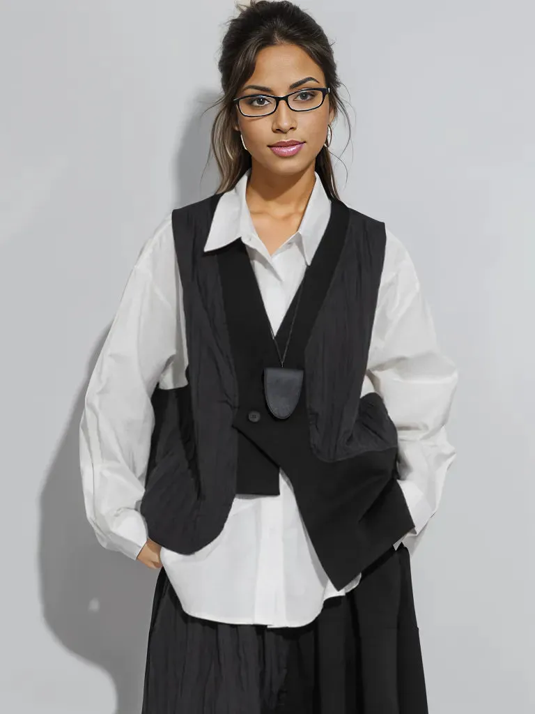Ein-Knopf-Asymmetrische Weste - Lockerer Schnitt, Modernes Layering-Teil