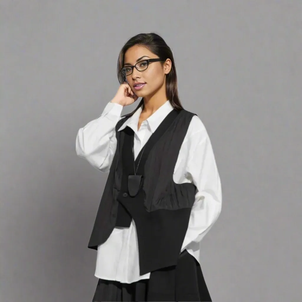 Ein-Knopf-Asymmetrische Weste - Lockerer Schnitt, Modernes Layering-Teil