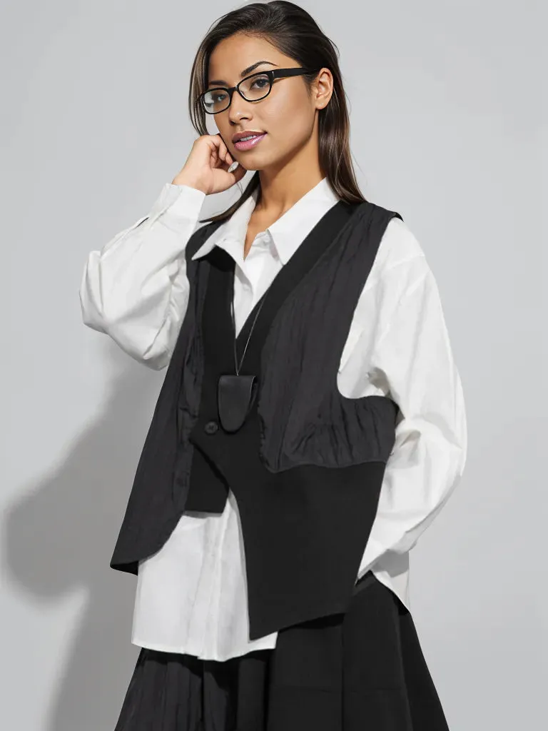 Ein-Knopf-Asymmetrische Weste - Lockerer Schnitt, Modernes Layering-Teil