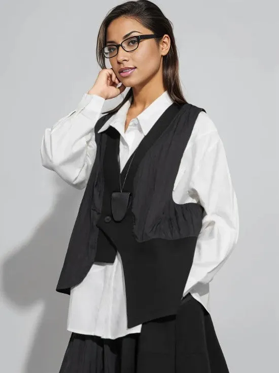 Ein-Knopf-Asymmetrische Weste - Lockerer Schnitt, Modernes Layering-Teil