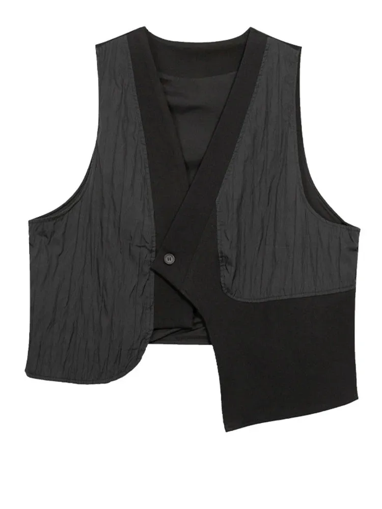 Ein-Knopf-Asymmetrische Weste - Lockerer Schnitt, Modernes Layering-Teil