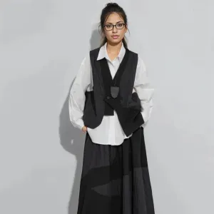 Ein-Knopf-Asymmetrische Weste - Lockerer Schnitt, Modernes Layering-Teil