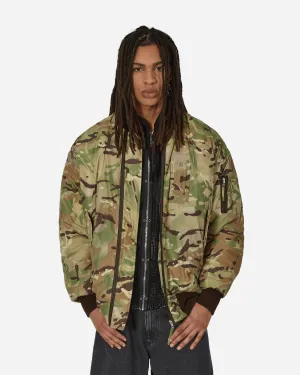 Übergroße Camouflage-Nylon-Bomberjacke in Militärgrün