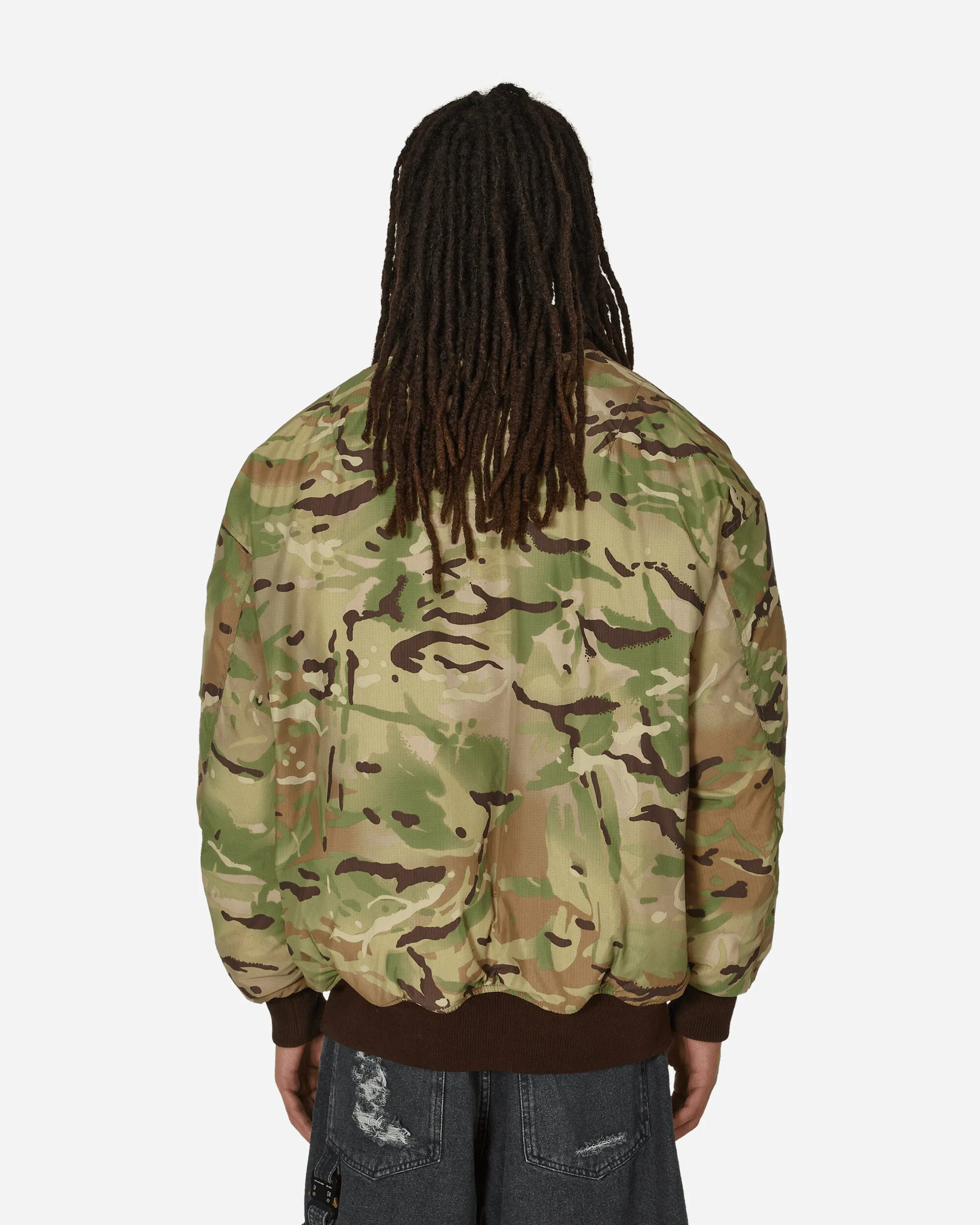 Übergroße Camouflage-Nylon-Bomberjacke in Militärgrün