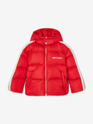 Palm Angels Kinder Track Daunenjacke mit Kapuze in Rot