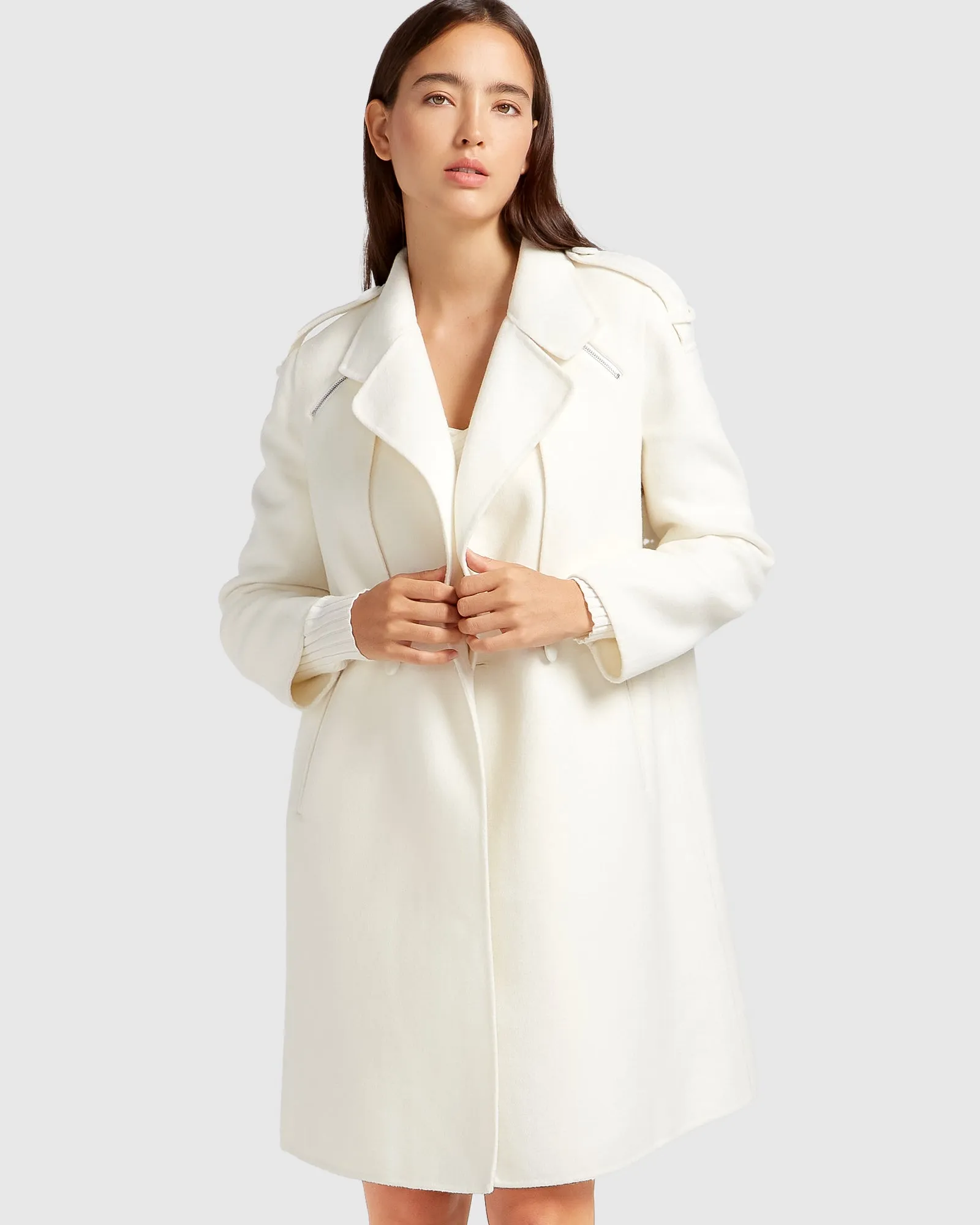 Palm City Wollmischmantel - Creme