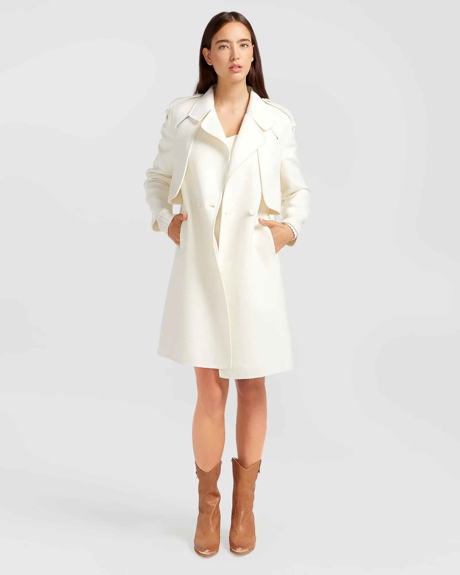 Palm City Wollmischmantel - Creme