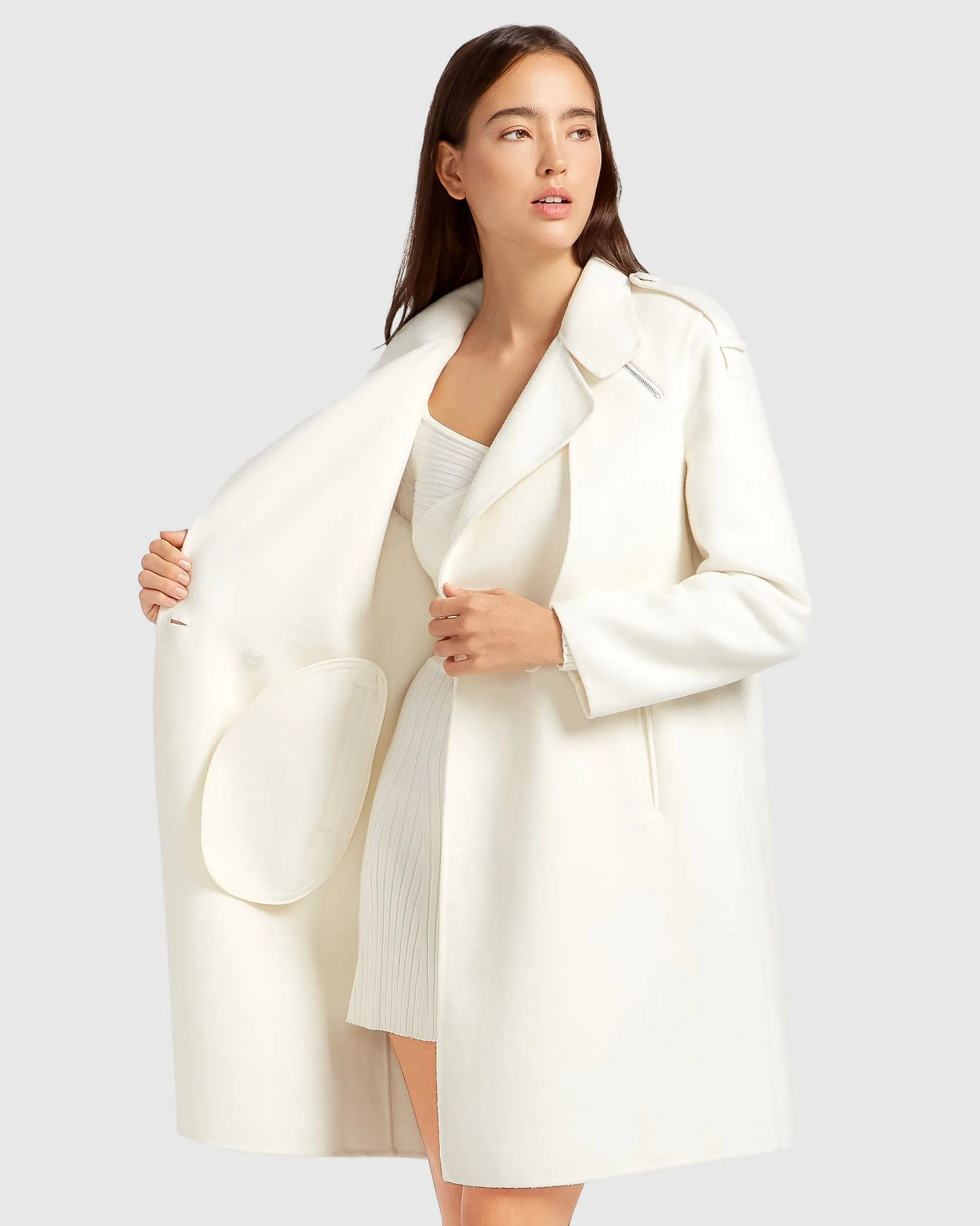 Palm City Wollmischmantel - Creme