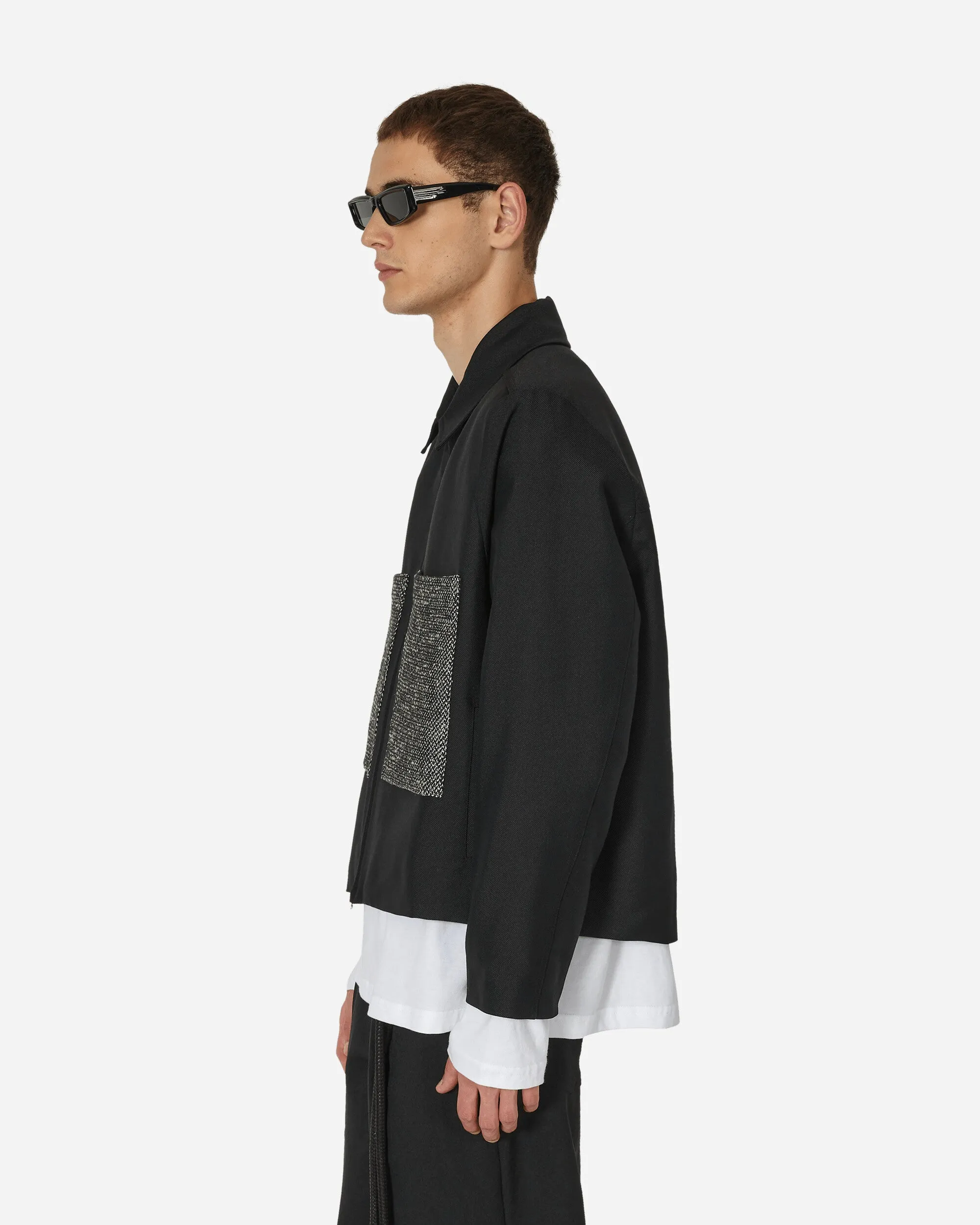 Patch Crop Jacke mit aufgesetzten Taschen Schwarz