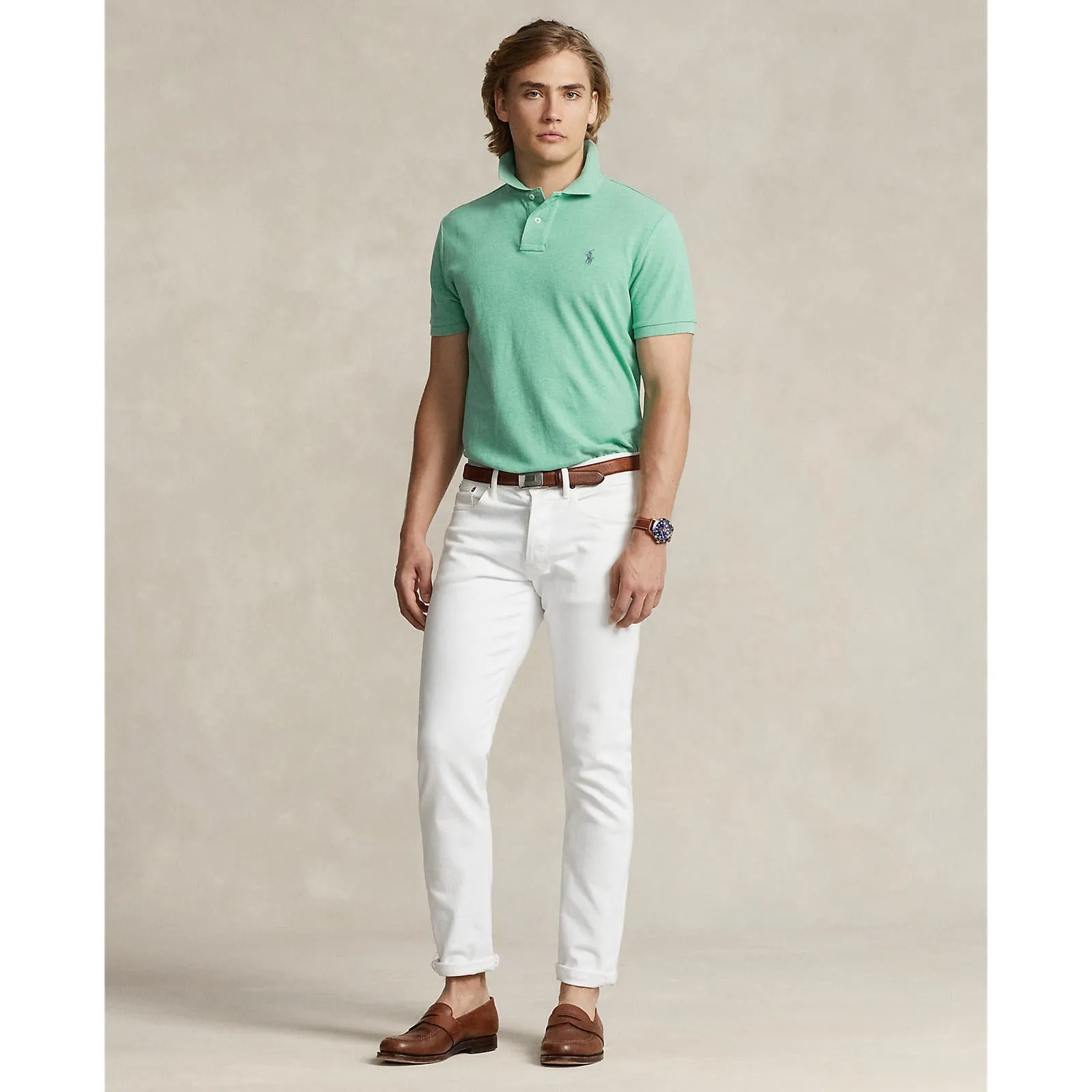 Polo Ralph Lauren - Custom Fit Mesh Polo - Resort Green Heather Polo Ralph Lauren Kleidung