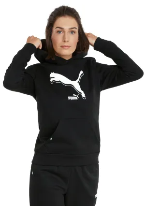 Puma Damen Power Logo Hoodie Schwarz <br> 589541 01