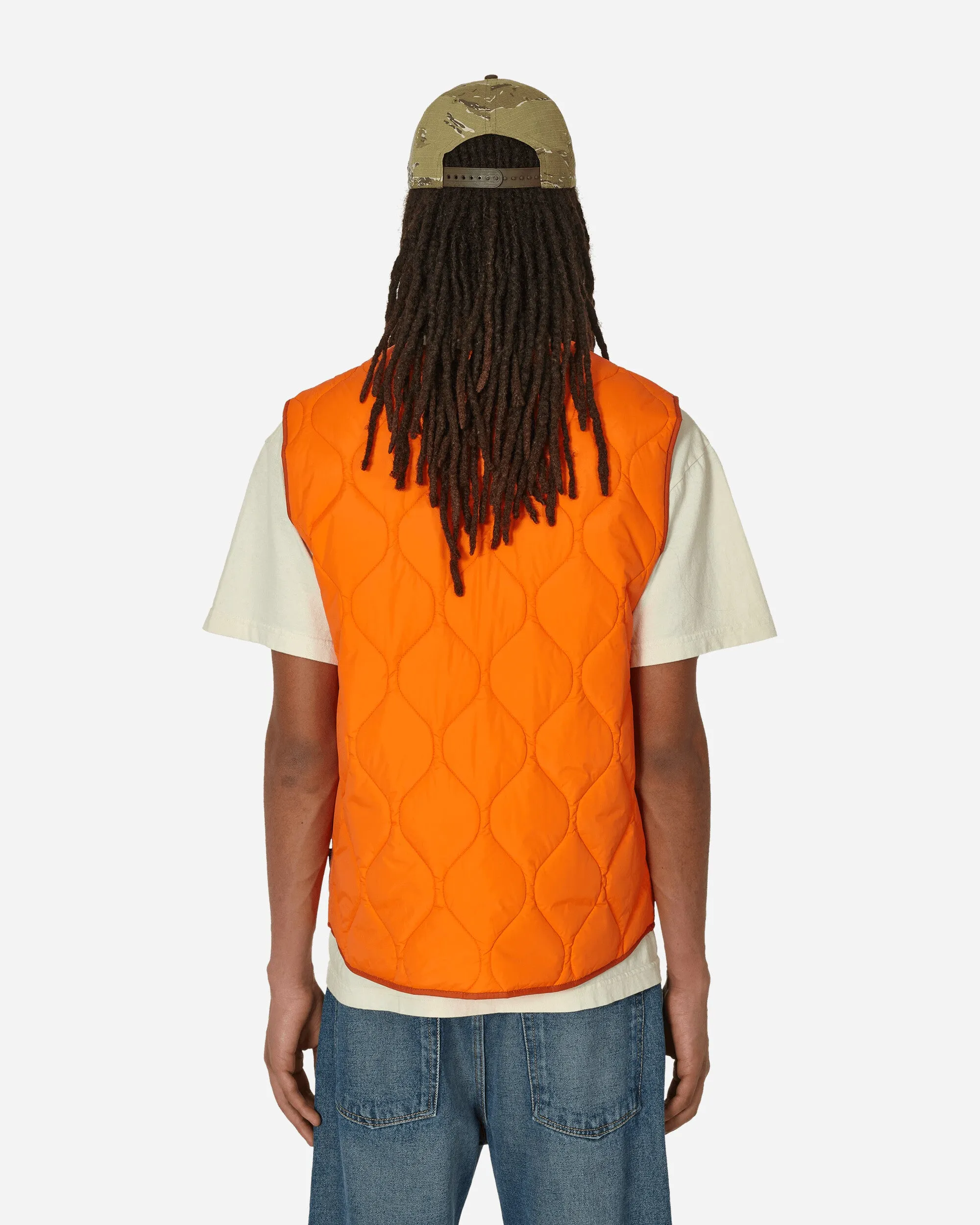 Gesteppte Nylon-Schale Weste in Orange