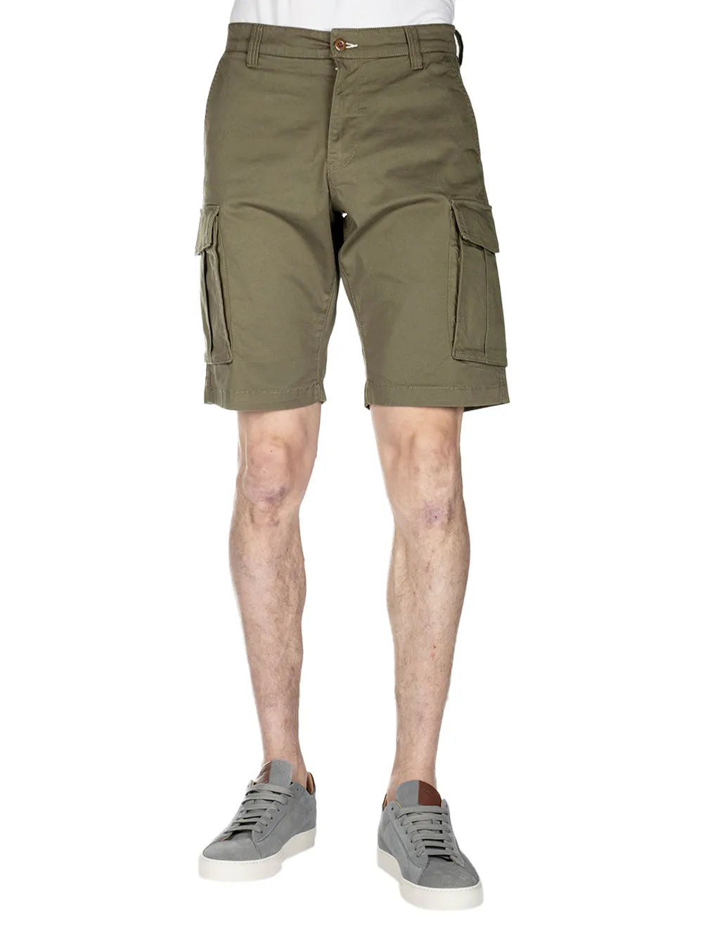 Bequeme Twill-Cargo-Shorts in Wacholdergrün