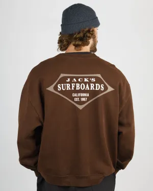 Retro Lam Schweres Crewneck - Braun