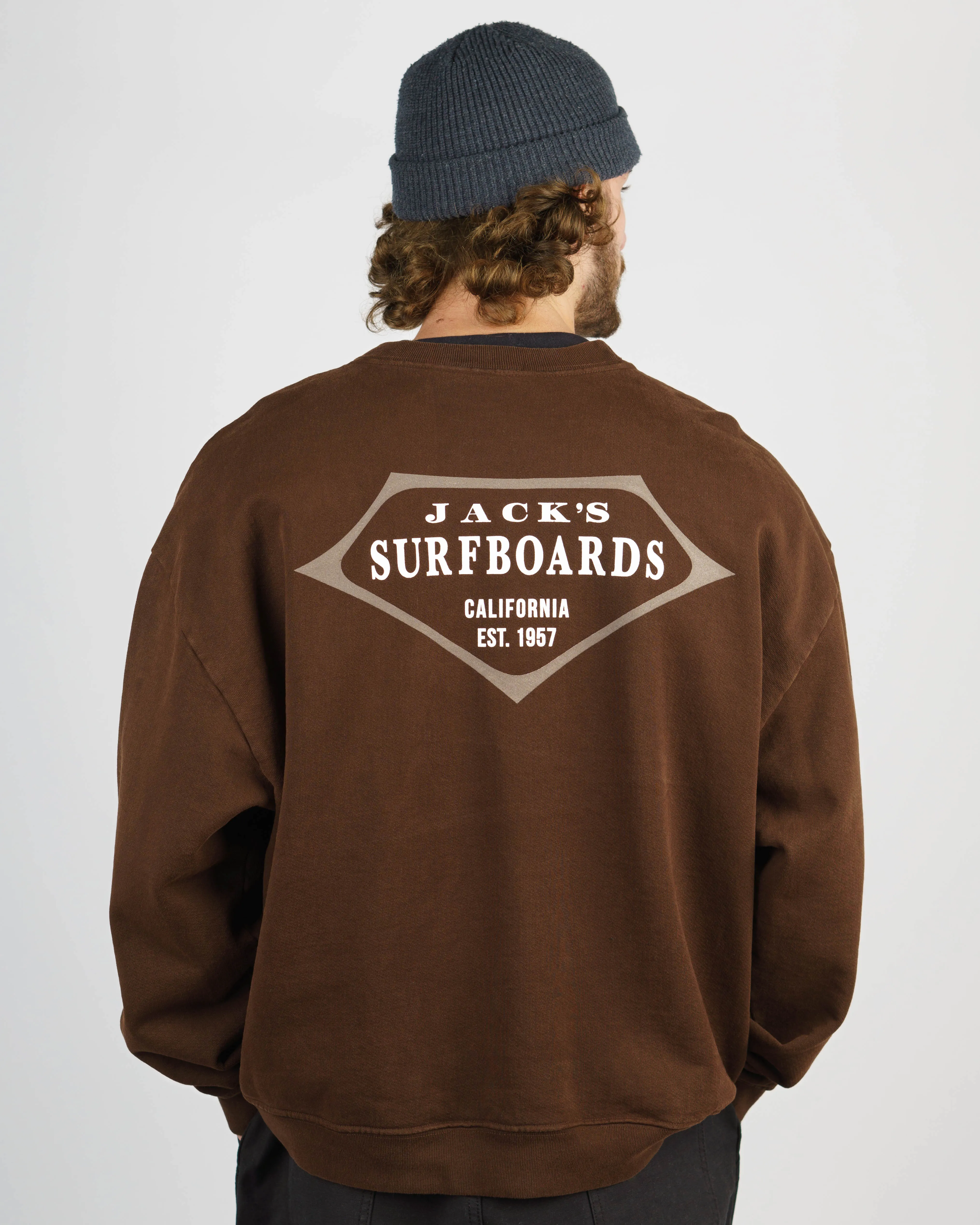 Retro Lam Schweres Crewneck - Braun