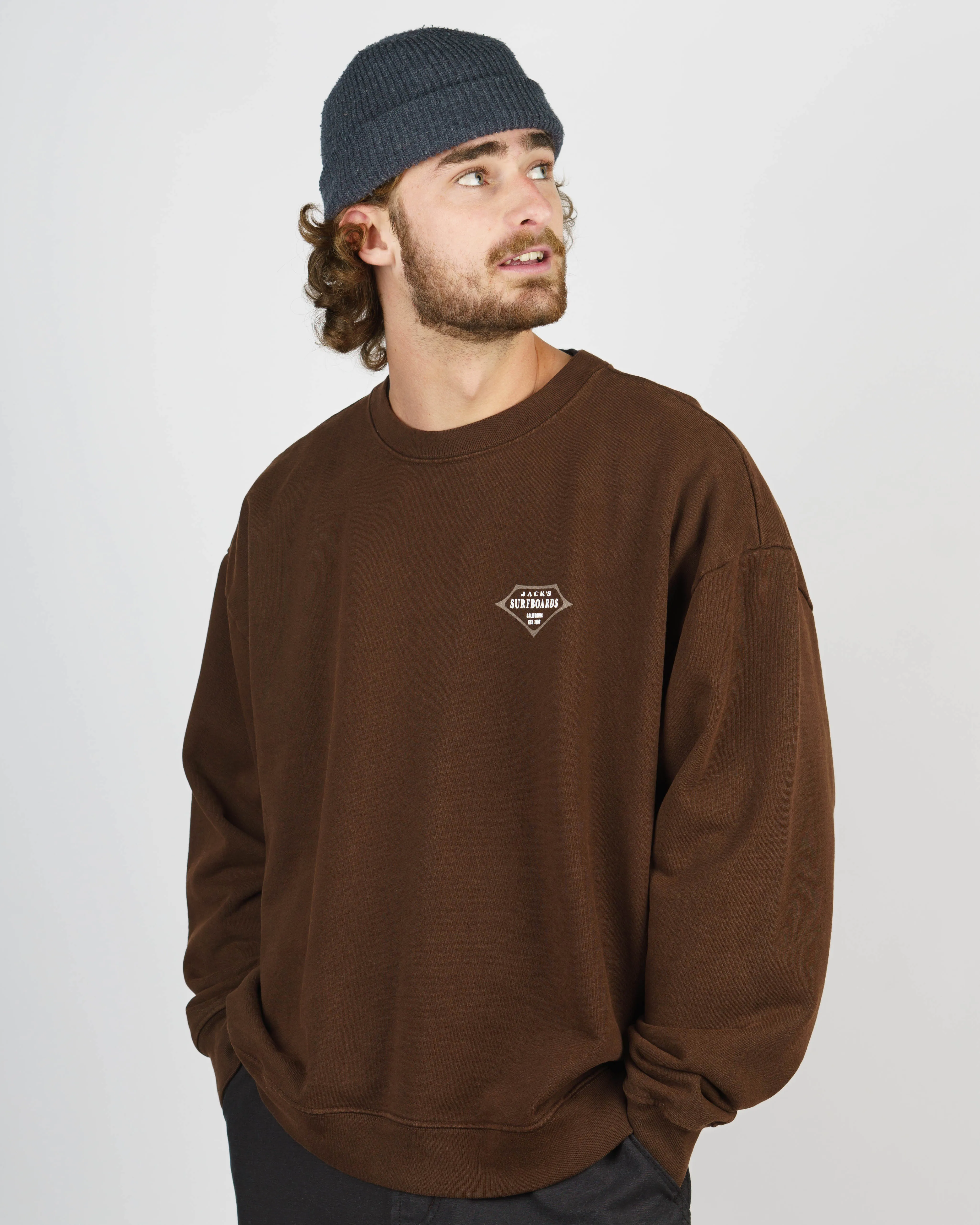 Retro Lam Schweres Crewneck - Braun