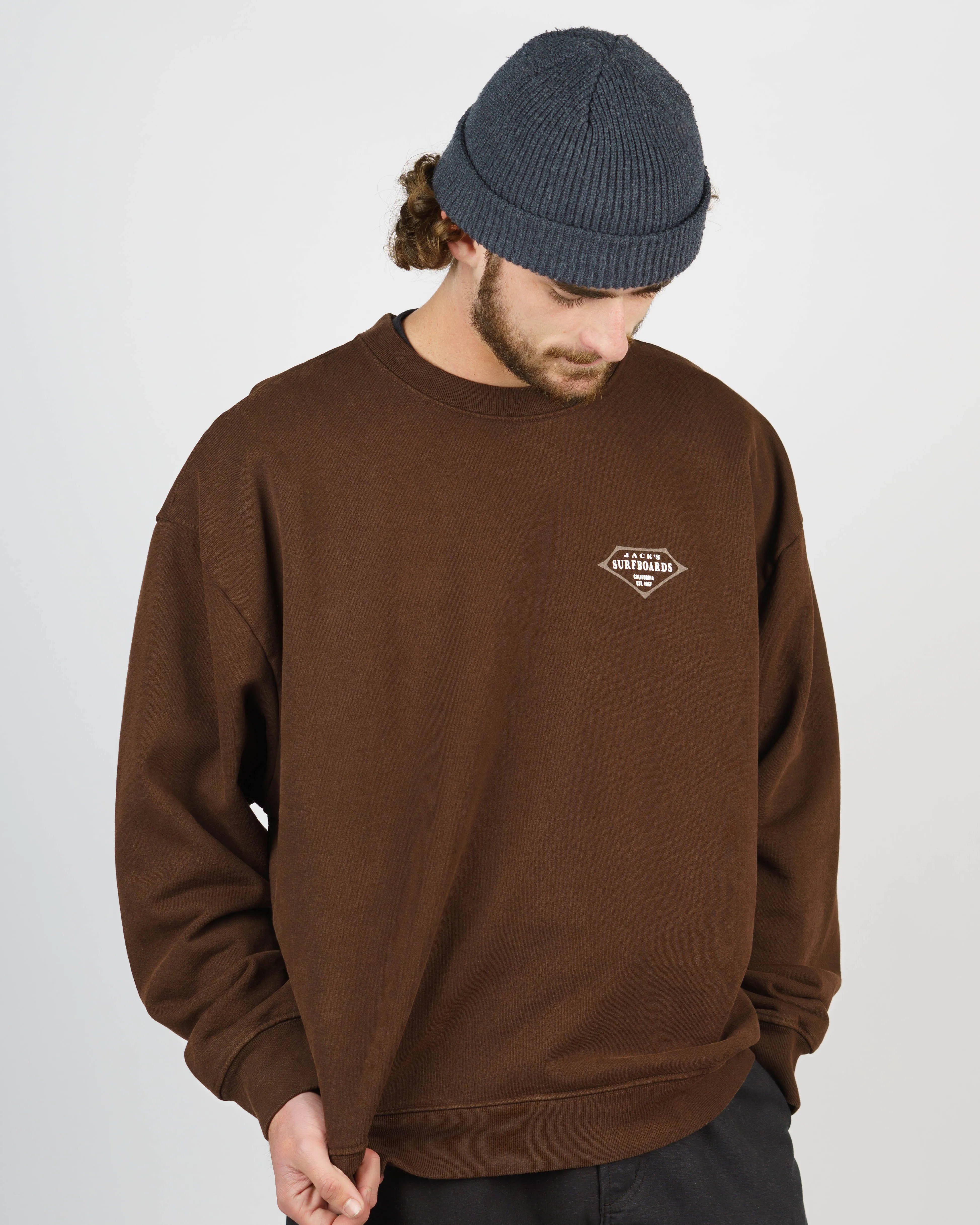 Retro Lam Schweres Crewneck - Braun