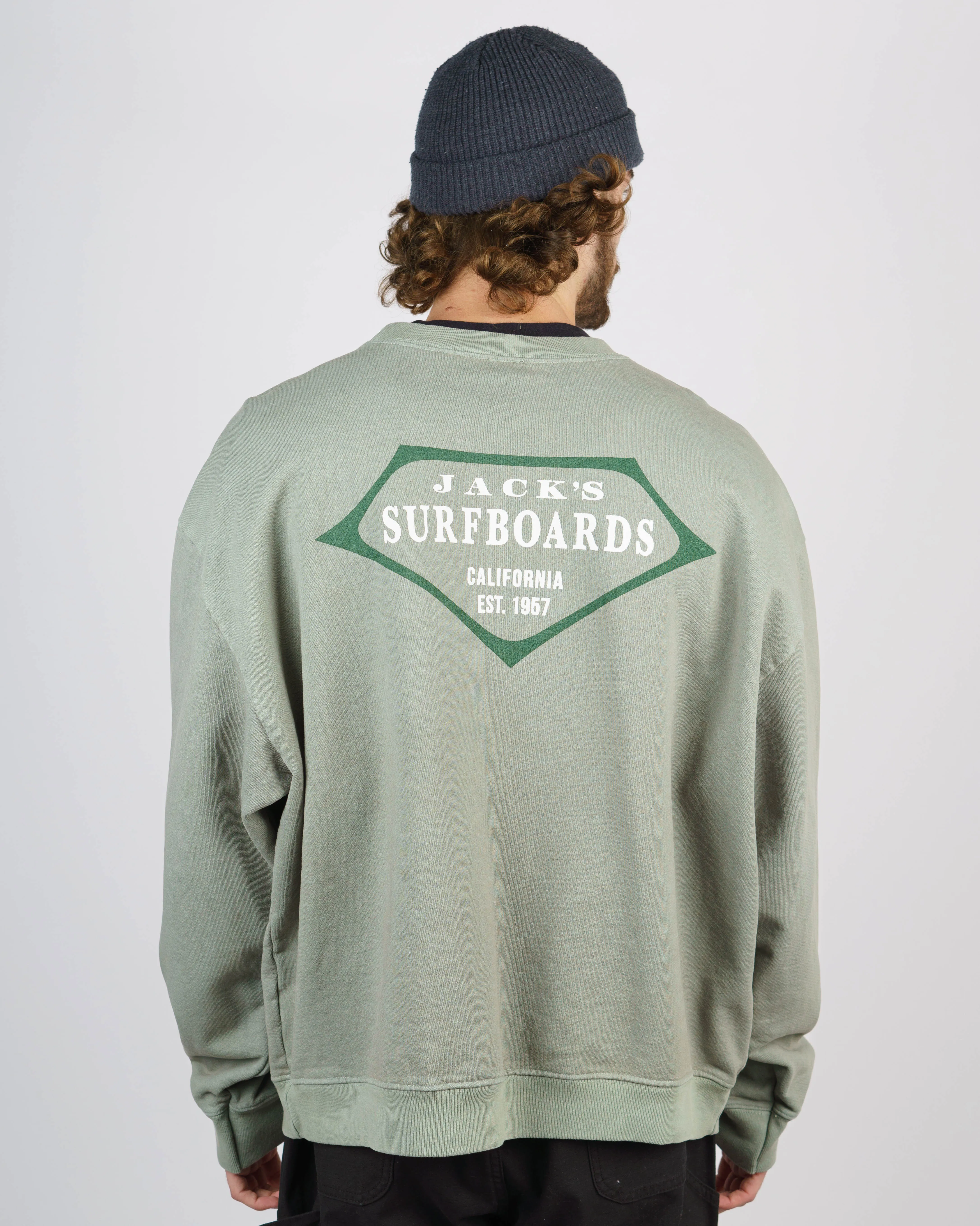Retro Lam Schweres Crewneck - Salbei