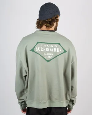 Retro Lam Schweres Crewneck - Salbei