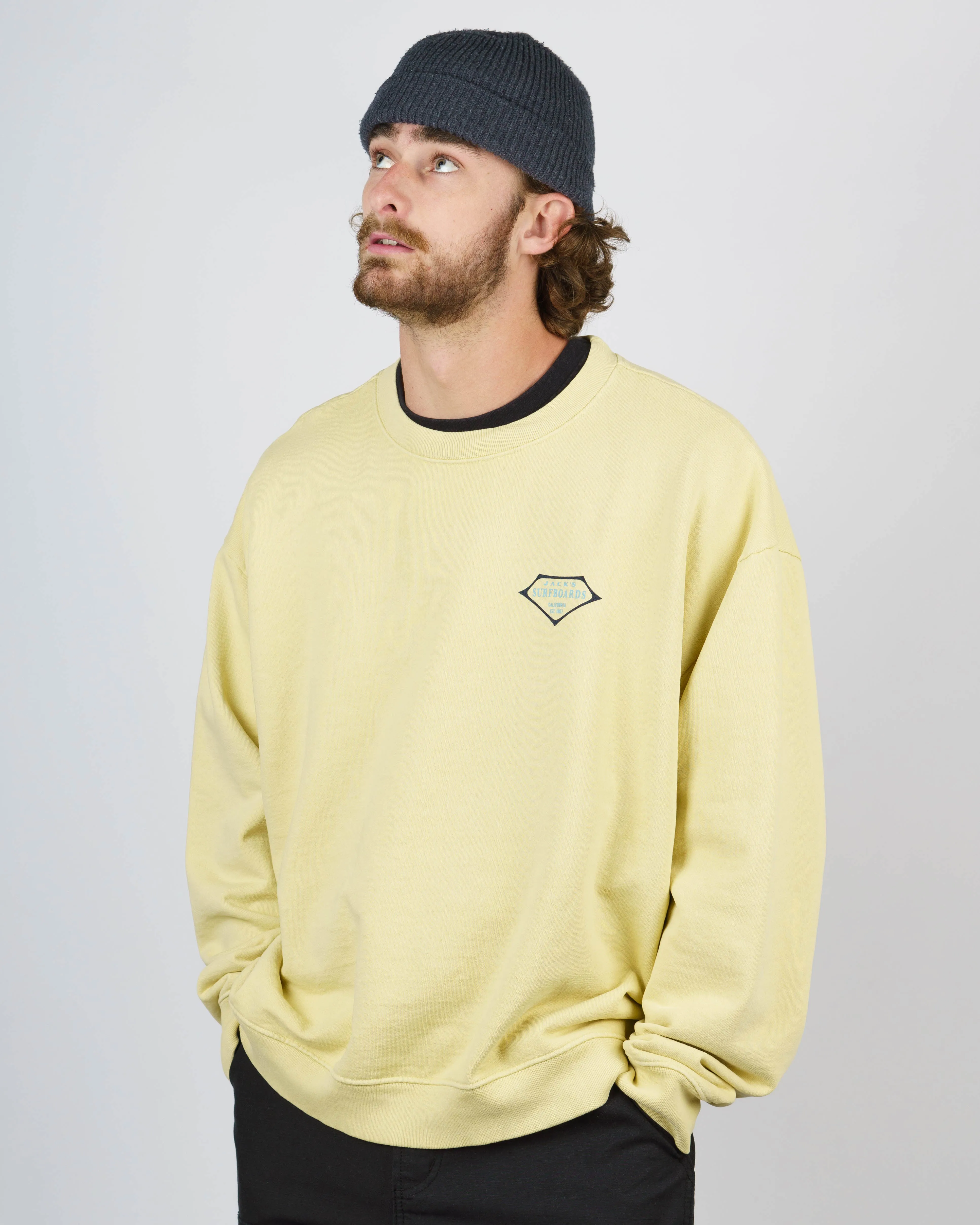Retro Lam Schweres Crewneck - Gelb